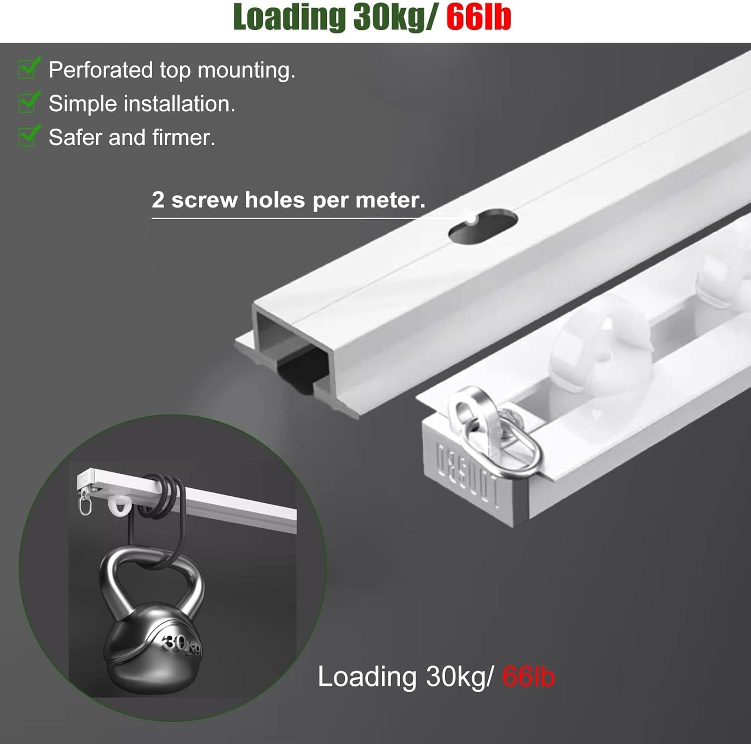 Support de Plafond pour Rail de Rideau Droit caché, Tringle à Rideau de séparation de pièce intégrée (6 pieds/183 cm)