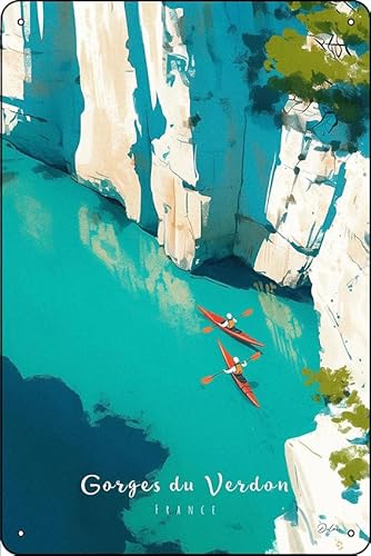Verdon Gorge Kayaking Poster Metal Tin Sign Poster 8x12 Inch