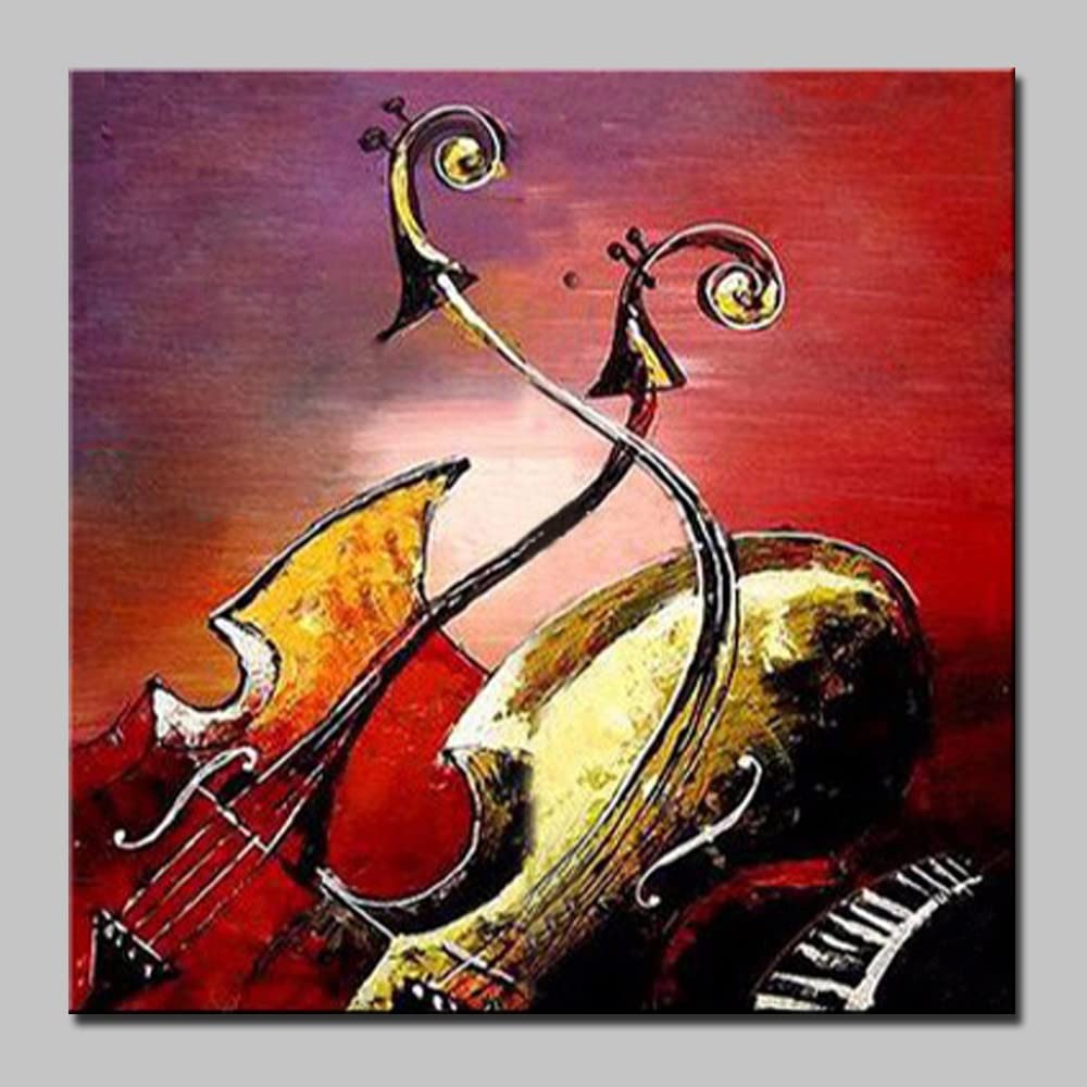 Peinture à l'huile d'animaux au violon pour une décoration de salon ou café chaleureux