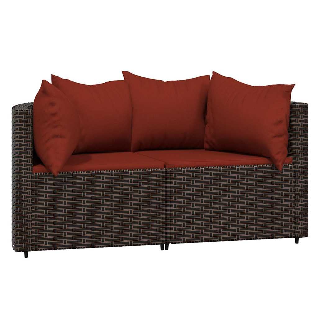 vidaXL Salon de Jardin 3 pcs avec Coussins Marron résine tressée, Ensemble de Salon d'extérieur, Ensemble de mobilier d'extérieur, Ensemble de mobilier de Patio