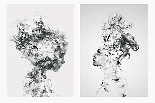 Kiddale Póster de pared de 16 x 20 pulgadas, diseño abstracto minimalista en blanco y negro, para sala de estar, dormitorio, oficina (juego de 2 sin