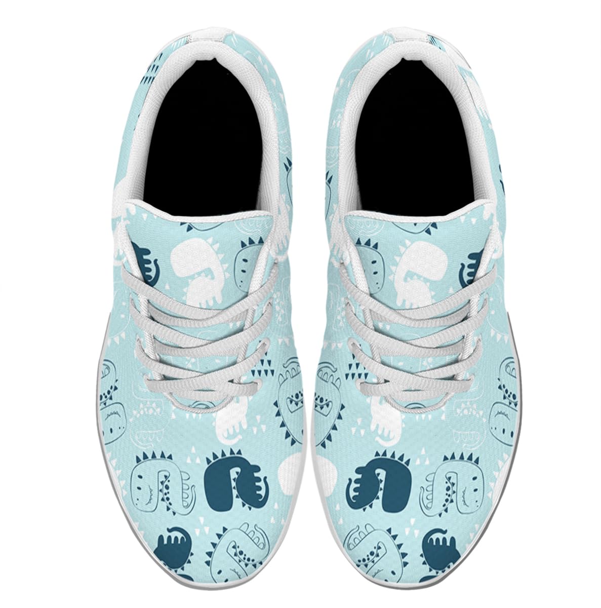 Women Men Dinosaur Shoes Personalited 3D Print Running Shoes Athletic Tennis Sneakers White Size 10.5