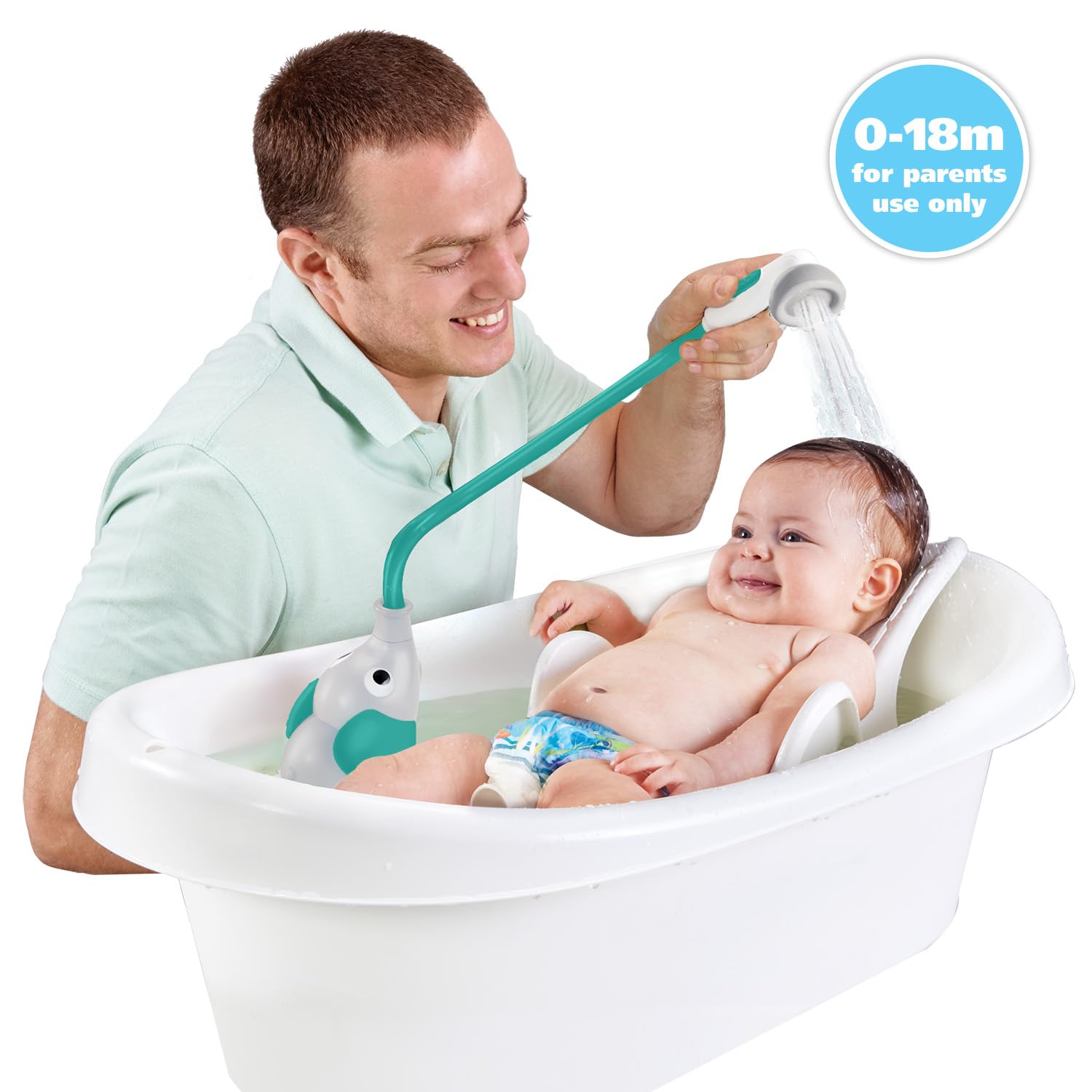 Yookidoo Bauchlage Spielmatte mit Musik & Elefanten Duschkopf Bundle – Activity Gym, Tummy Time Spieldecke & Badewannen Duschkopf für Neugeborene