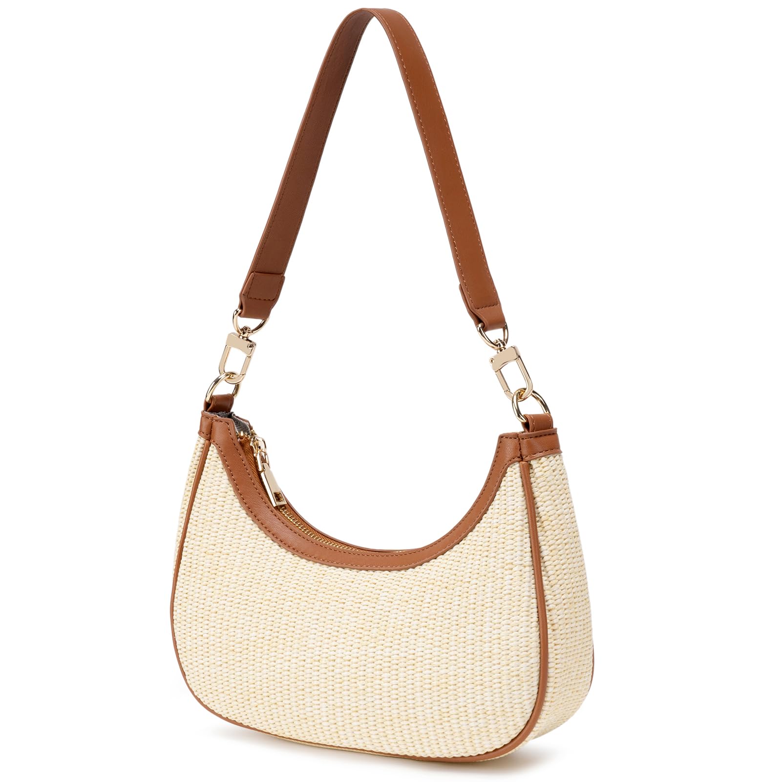 Women's Shoulder Bags Cute Hobo Purses Vintage Handbags, Straw-brown view 2