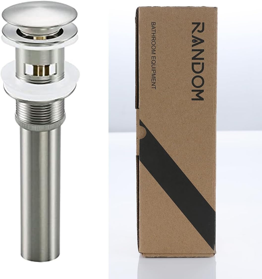 RANDOM Brushed Nickel Pop Up Sink Drain Stopper with Overflow for Bathroom Sink Drain Faucet Vessel Vanity.