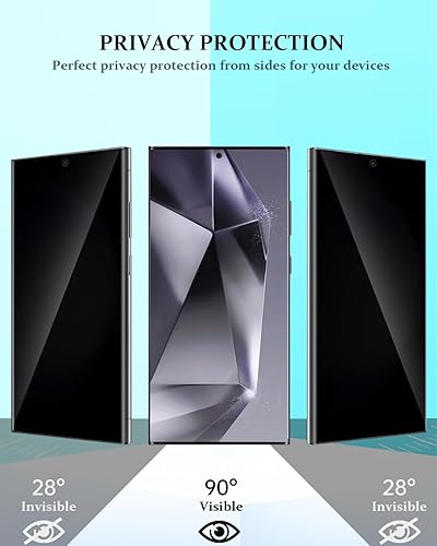 Miniatura 4 de Kanosan Protector de pantalla de privacidad compatible con Samsung Galaxy S24 Ultra, vidrio templado con textura de CD, protector de lente de cámara