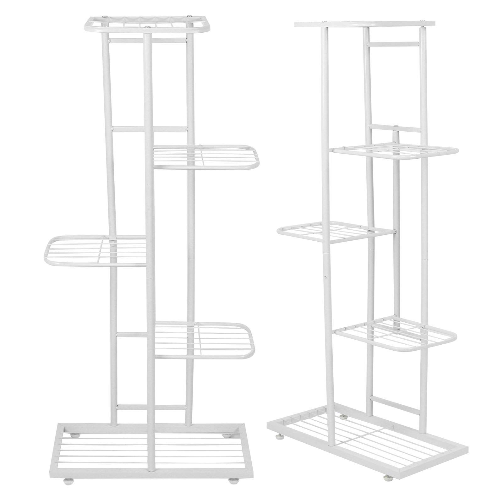 Porta piante in metallo portavasi in ferro battuto, porta piante da esterno con 5 ripiani, porta fioriera mensola porta fiori per balcone di casa giardino 22x43,5x96,5 cm(bianca)