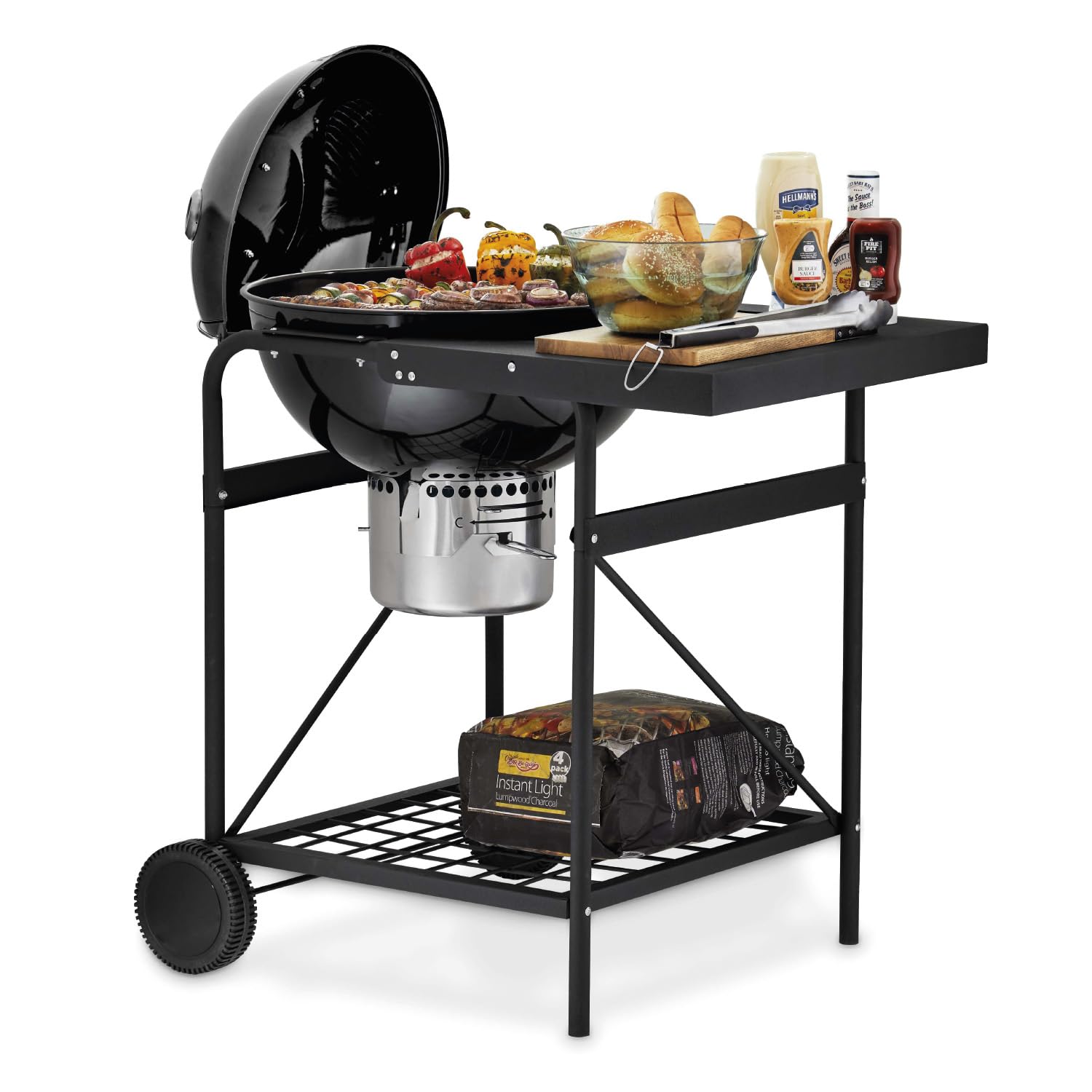 Tower Black T978572 Kettle Grill With Built-In Side Table In