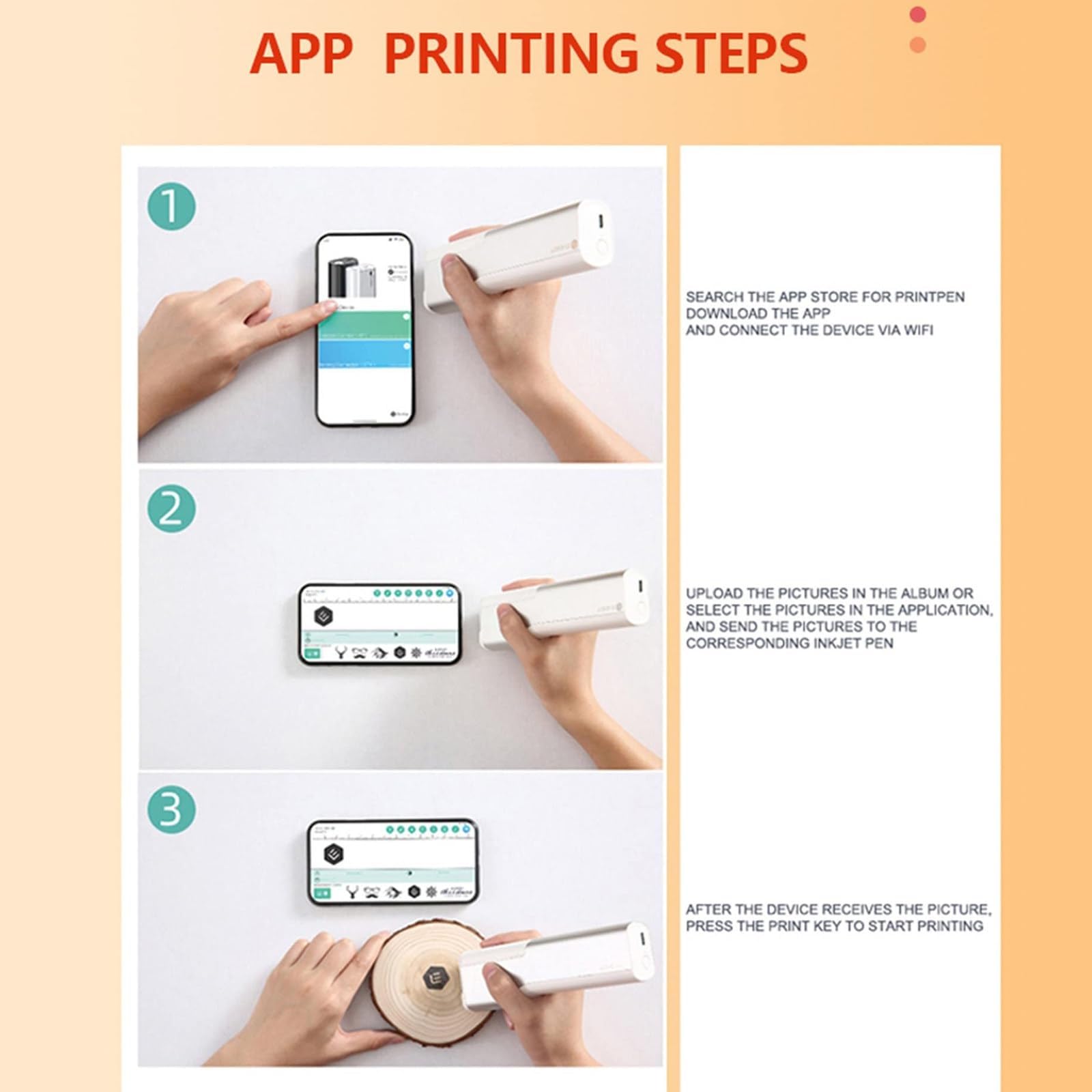 Mini Stampante Portatile, Penna Stampante Leggera, Stampante a Getto d'Inchiostro Commestibile per Latte Art con Controllo App