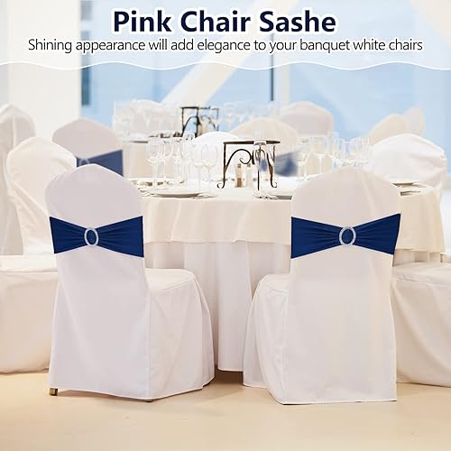 Miniatura 7 de Tegeme 80 cintas elásticas para silla, lazos para silla, bandas elásticas de elastano con hebilla, para bodas, hoteles, banquetes, fiestas de