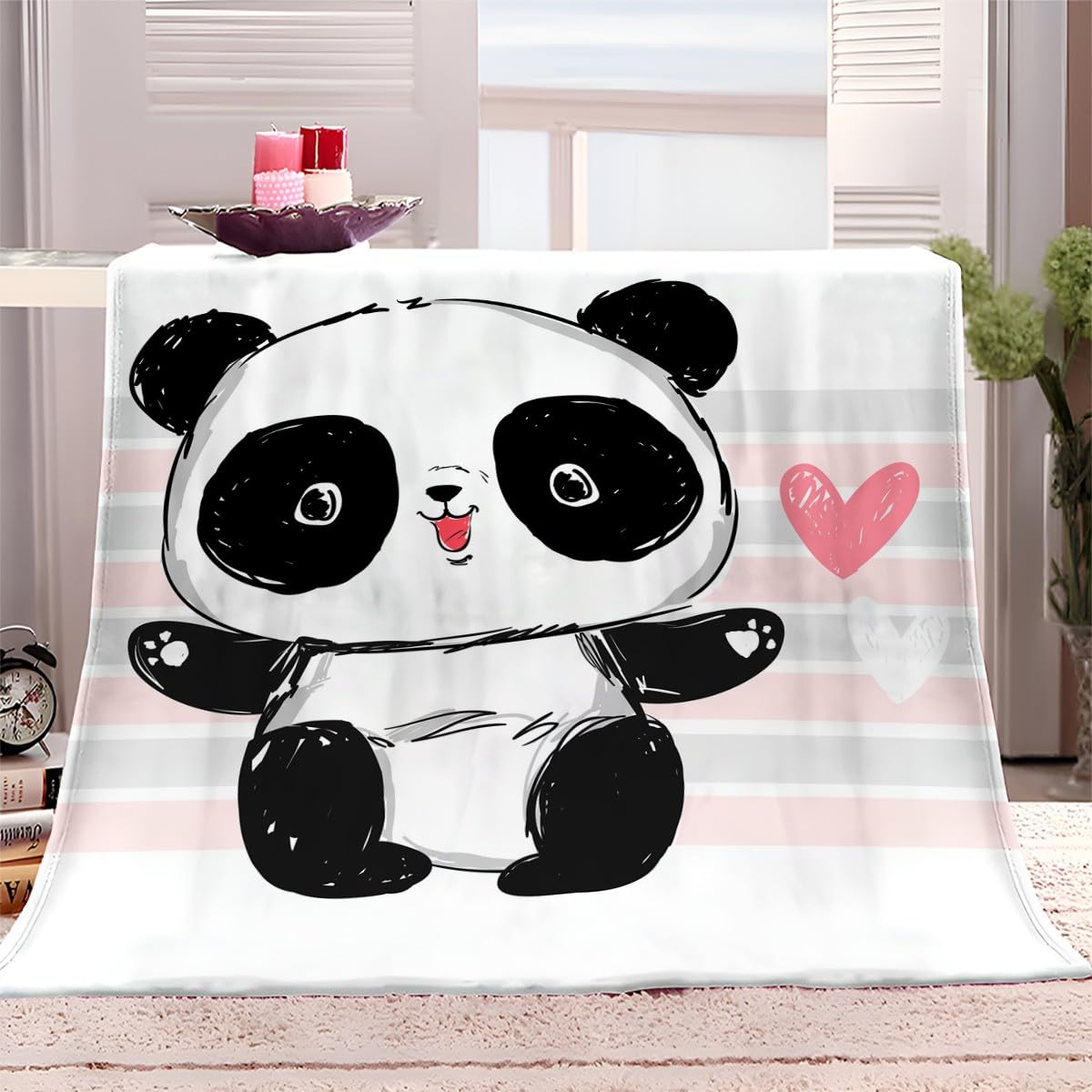 Plaid Couverture Extra Doux Panda De Dessin Animé 180x200 cm Couvre-lit Multi-usages Canapé, Plaid pour lit, Couverture Foulard Doux et Chaude Plaid Canapé Flanelle