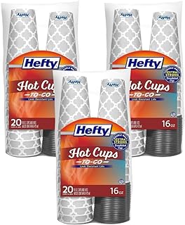 Paper Disposable Hot Cups with Lids, 16 Ounce, 20 CT (Pack of 3)