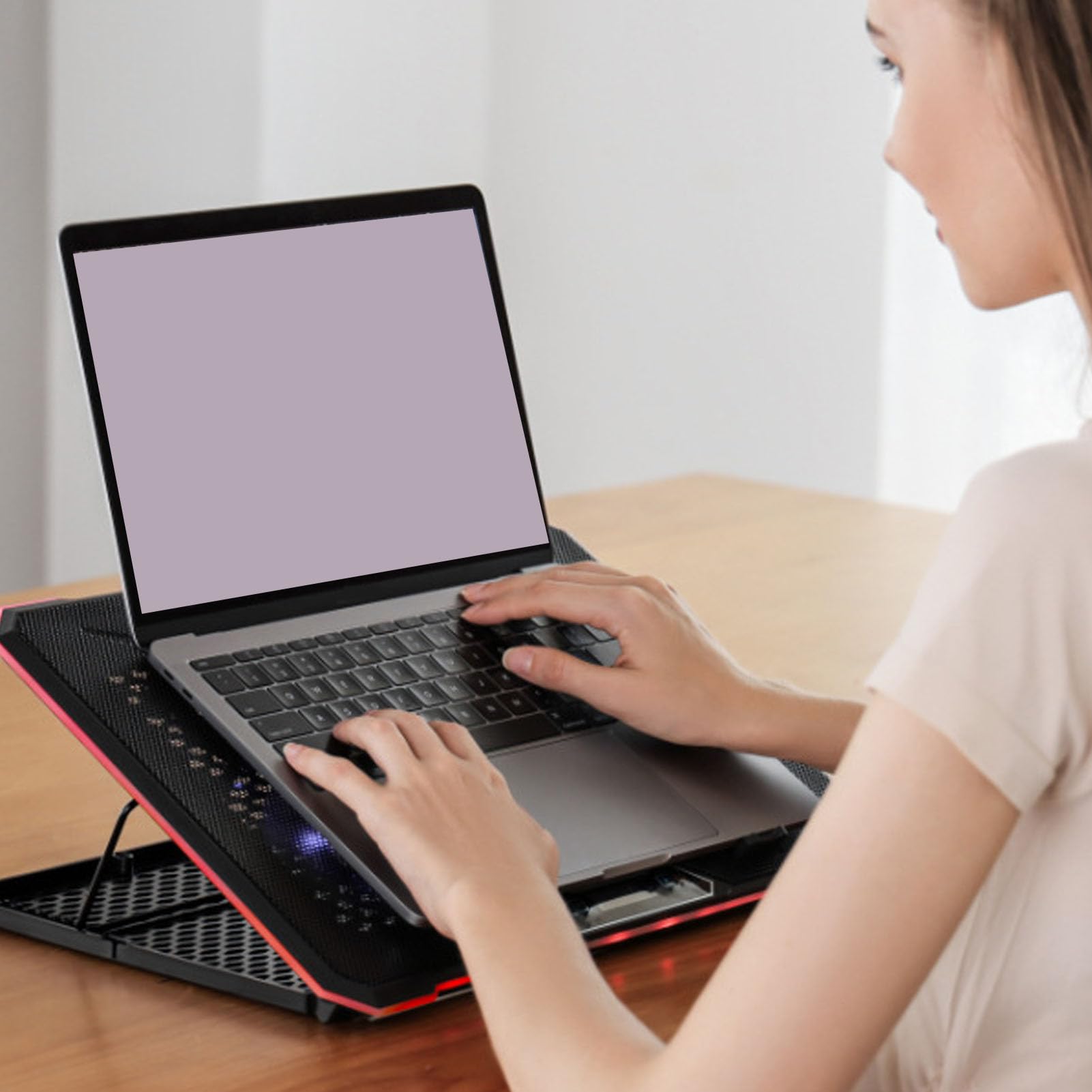 Podkładka Chłodząca do Laptopa, Chłodziarka do Laptopa do Gier z 10 Wentylatorami Turbo 5 Regulowanych Prędkości Paska świetlnego RGB 10 Trybów dla Laptopów 12-19 Cali Tablety (14 fanów)