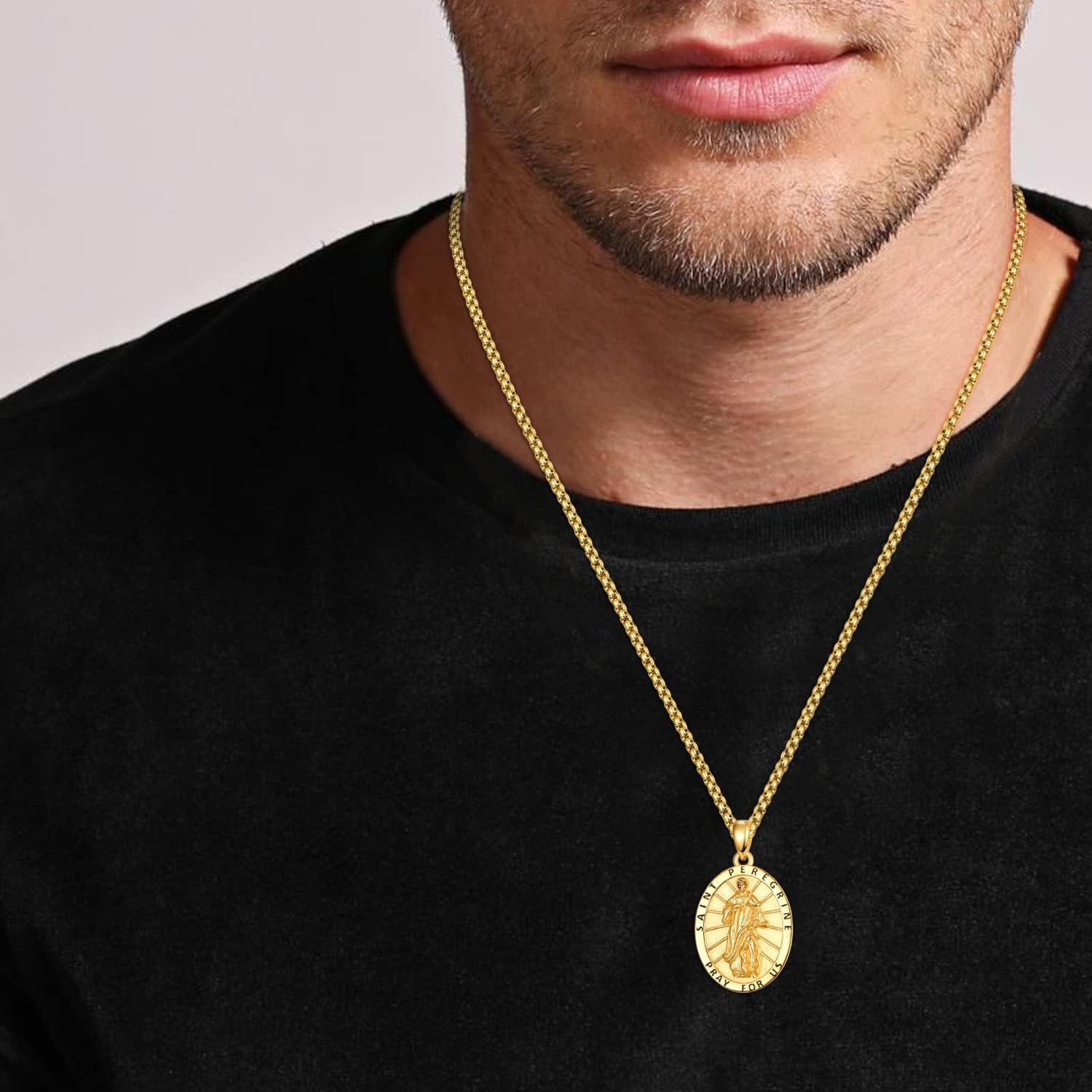 ADMETUS 925 Sterling Silver Patron Saint Medals | Amulet Necklace Protection Jewelry for Men with 2.5mm 22"+2" Rolo Chain - Image 3