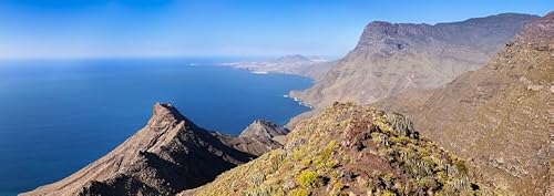 Posterazzi High Angle View of Coast Anden Verde Puerto De Las Nieves Roque Faneque Gran Canaria Spain Poster Print, (27 x 9), Varies