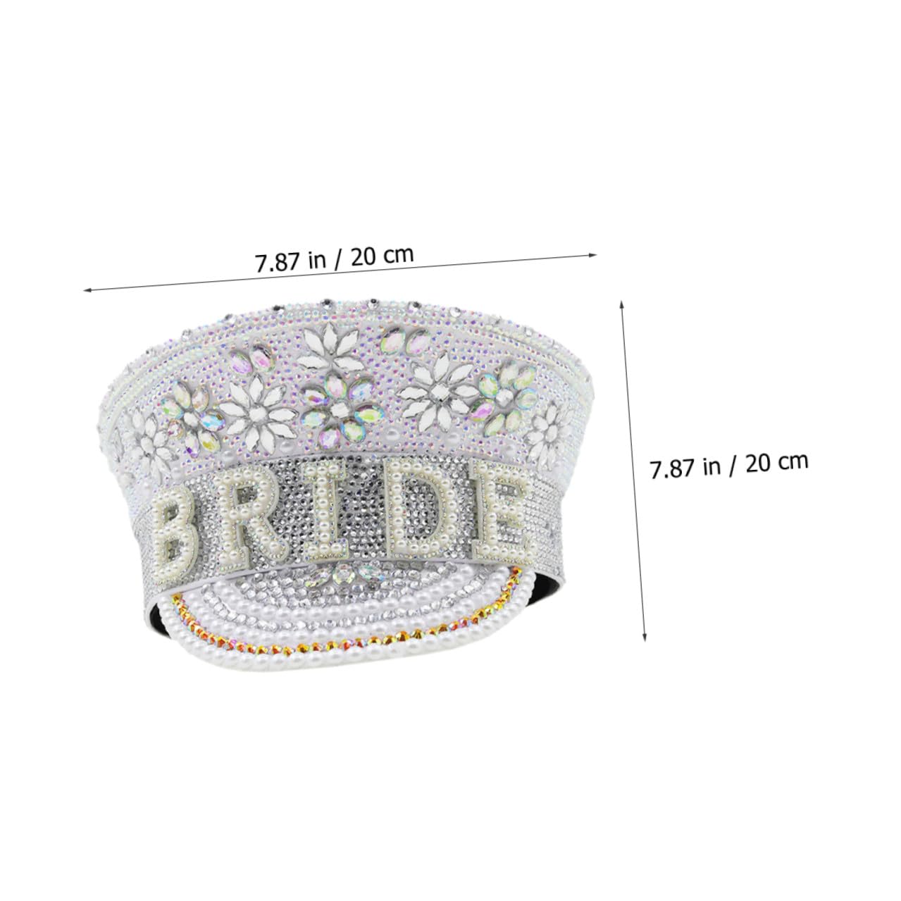 Sombrero Blanco Adecuado para Despedidas de Soltera y Bodas Gemas de Imitación, Ajustable y Cómodo Accesorios Delicados y Brillantes de Novia para Mujeres