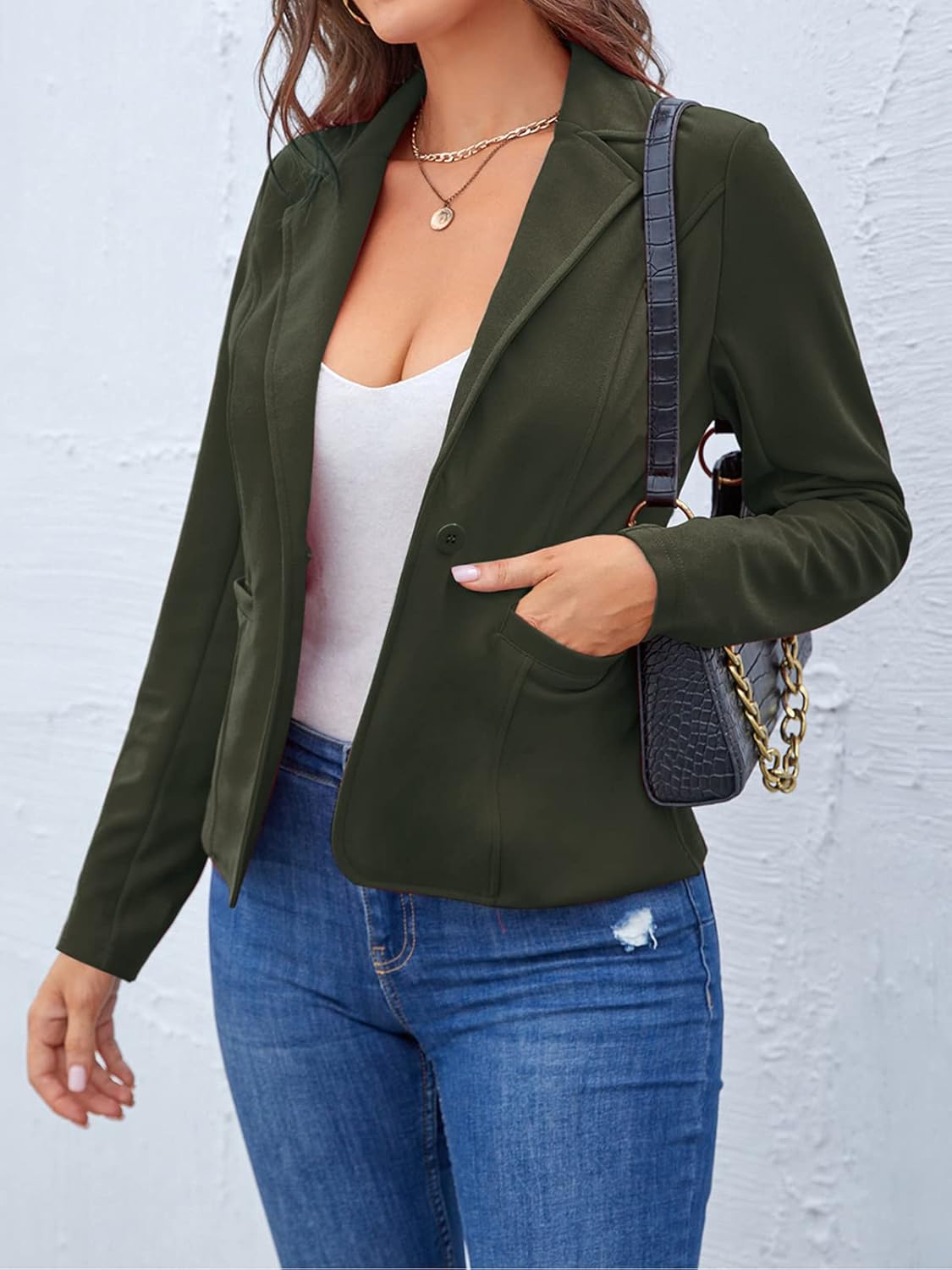 MINTLIMIT Women Long Sleeve Button Blazers Work Casual Office Notch Lapel Business Open Front Blazer Jacket with Pockets - Image 4