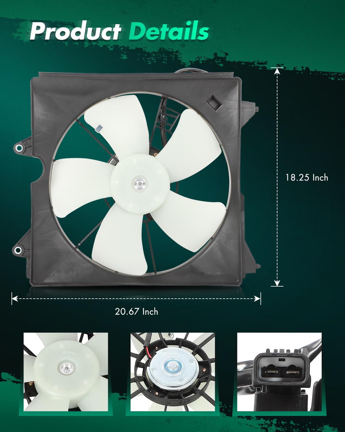 SCITOO Engine Cooling Fan Assembly Compatible with Acura for R-D-X 2013-2018; for Honda for A-ccord 2008-2012; for A-ccord C-rosstour 2010-2011; for C-rosstour 2012-2015; 3.5L; Replace 601190