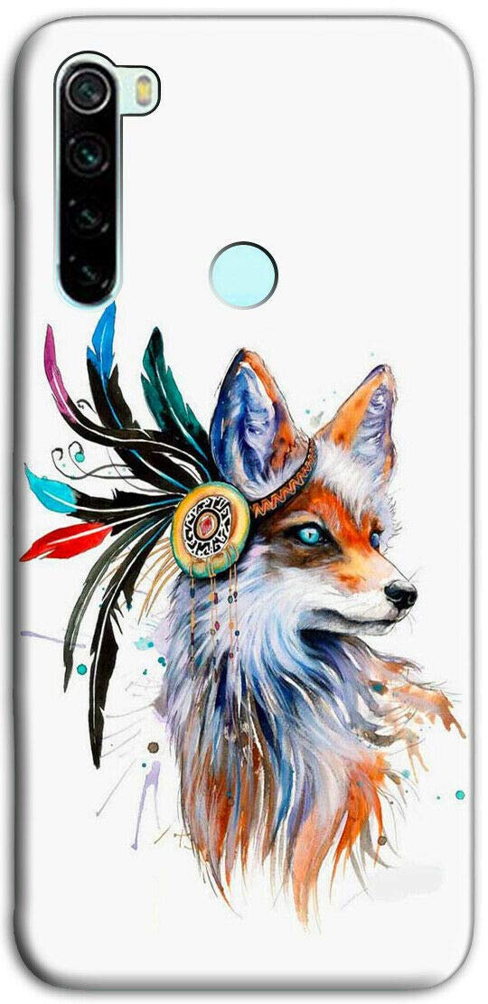 Mixroom - Cover Custodia Back case In TPU Silicone Morbido Per Xiaomi Redmi Note 8 (2021) Fantasia Volpe Indiane Piume R262