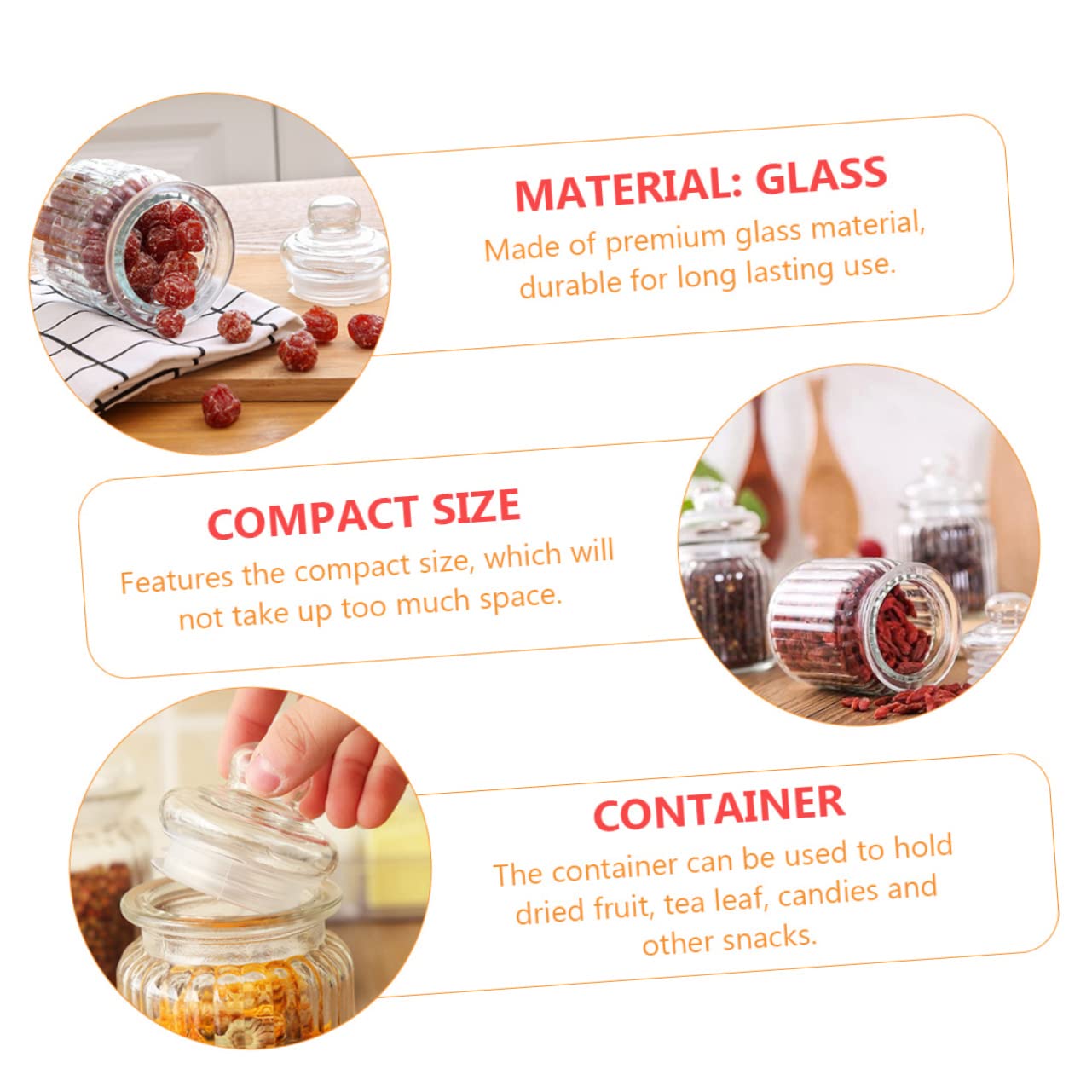 4pezzi Contenitori Trasparenti Chiusura Ermetica Barattoli Per Alimenti Dried Fruit e Snack Per Cucina e Organizzazione Spazio