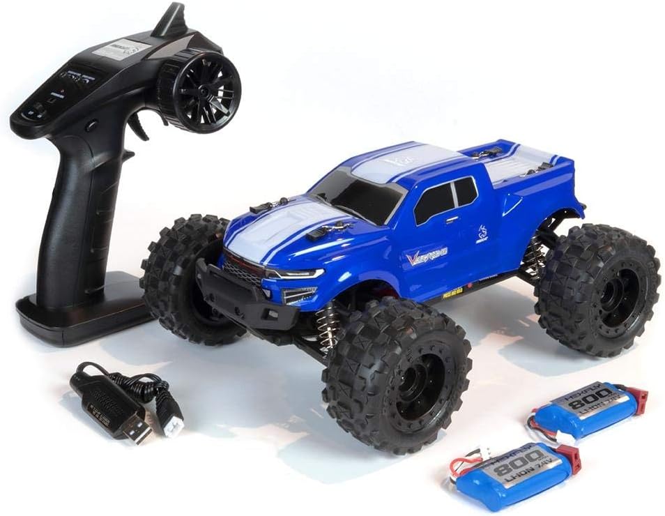 Redcat Racing Volcano 16 1/16 Scale RC Monster Truck – Electric Remote Control Car with 4WD, LED Lights, 2.4GHz Radio, 2 Rechargeable Li-Ion Batteries & Charger - Red