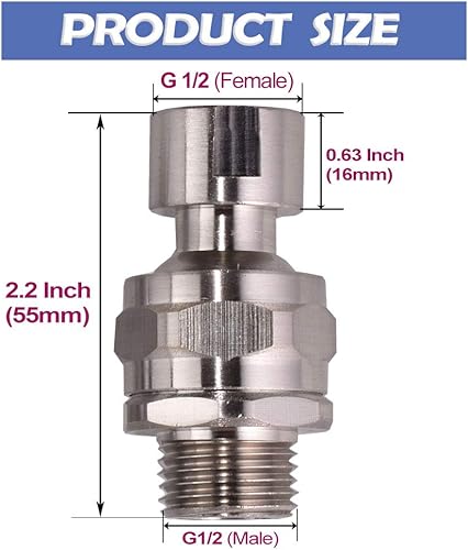 Miniatura 7 de Cabezal de ducha adaptador de bola giratoria de latón, conector de ducha ajustable de latón, extensión de brazo de ducha, componente universal de