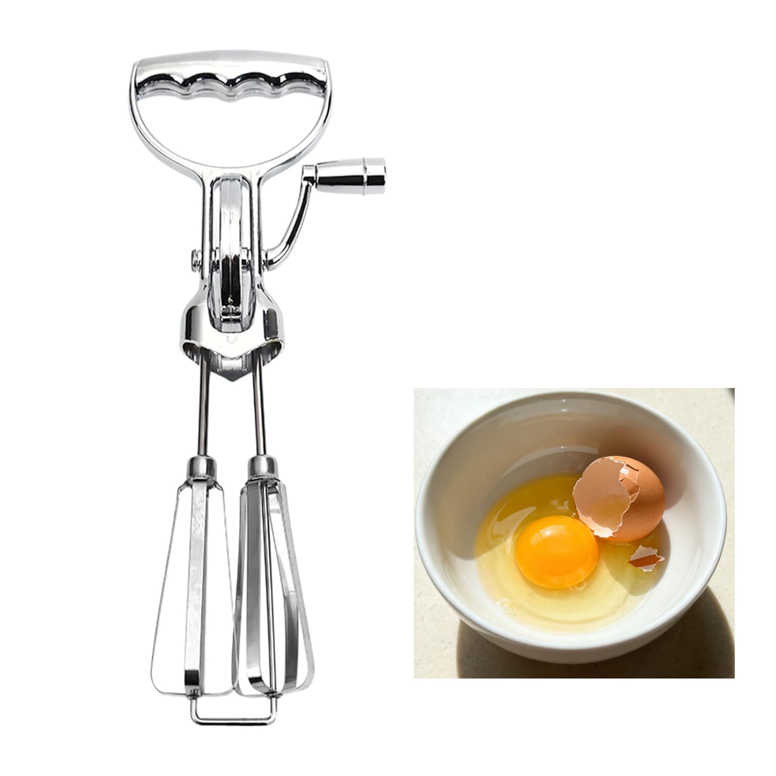12 Manual Egg Beater Efficient hand crank egg beater for whipping cream eggs and batter