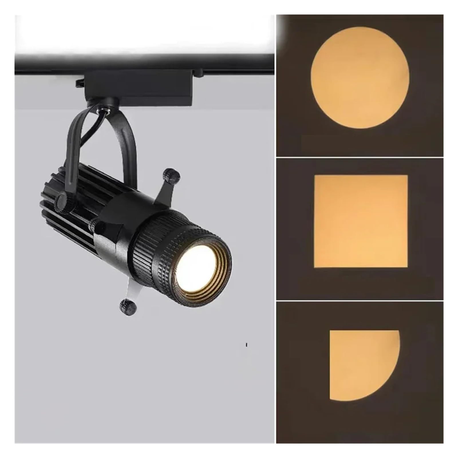 5W 10W 15W Grafika Cięcie Światło Regulowany Kwadratowy Kształt LED Szyna Reflektor Muzeum Sztuka Dekoracja Galeria Malowanie Cięcie Lampa(12w,BLACK CEILING LIGHT_6000K)
