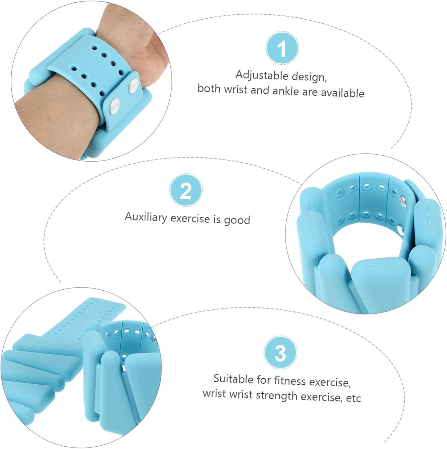 Kisangel 1 Pair Weight-bearing Silicone Wrist Ankle Weight Belt Ankle Weight Ring Wrist Wrap Weights Silicone Bracelet Silicone Wristbands Silicone Bracelets Durable Wrist Weight Fitness