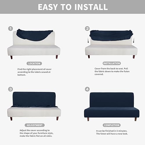 Vista 13 de Easy-Going Funda 100% impermeable para futón, con impermeabilidad doble para futón, funda de sofá jacquard elástica, protector de muebles a prueba