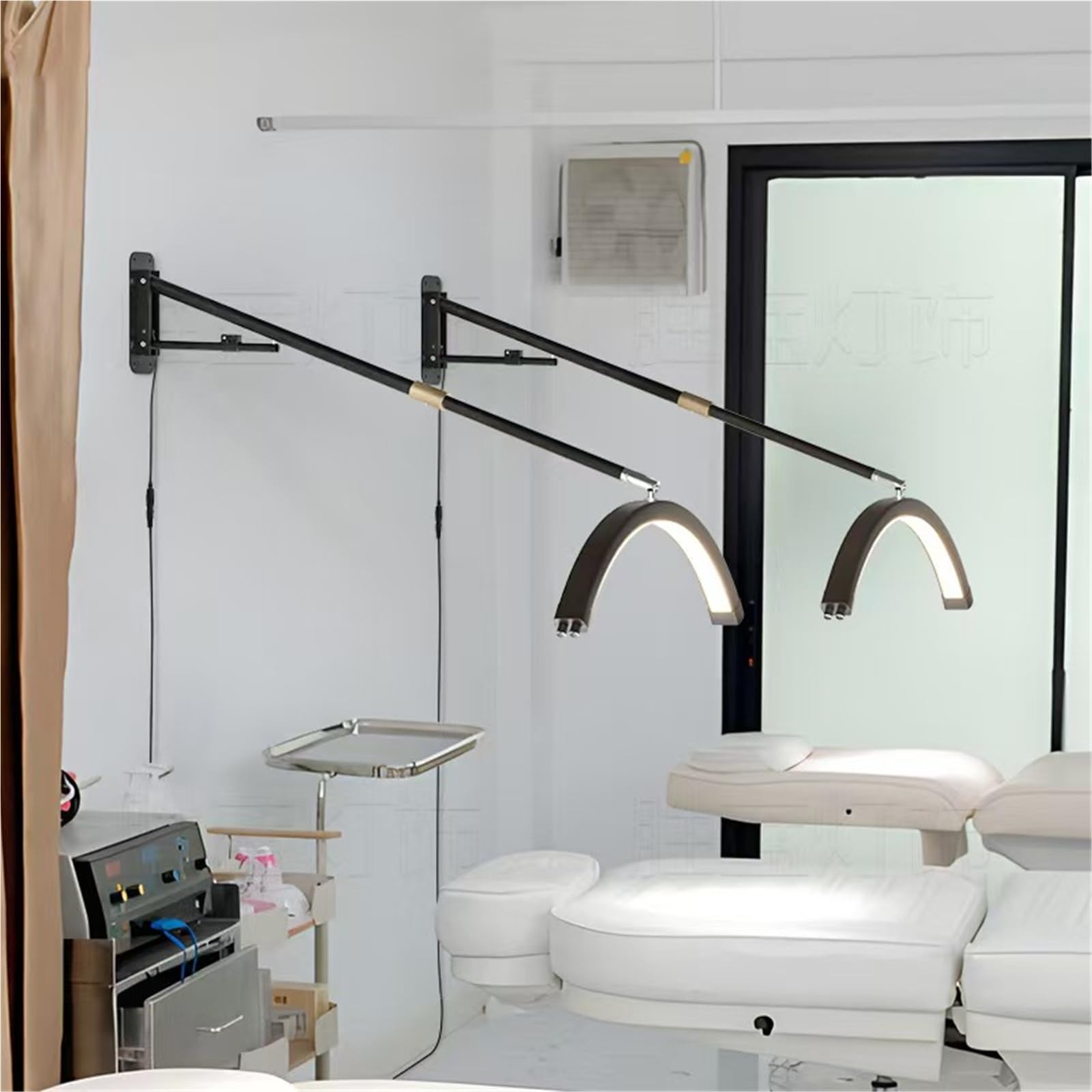 Zajmująca mało miejsca ścienna lampa do manicure LED, wzór półksiężyca, tryby temperaturowe, bezcieniowa lampa do paznokci ze stopu aluminium do salonów
