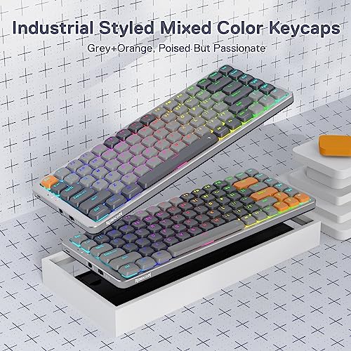 Redragon K652 75% Wireless RGB Mechanical Keyboard, Bluetooth/2.4Ghz/Wired Tri-Mode 84 Keys Ultra-Th