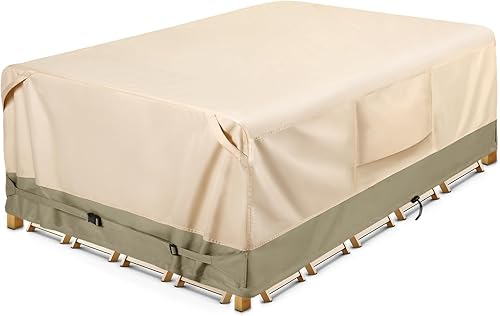 Miniatura 12 de COSFLY - Fundas impermeables para muebles de patio, rectangulares y duraderas, para mesas de café al aire libre - Se adaptan a muebles de hasta 74