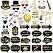 Konsait 60th Birthday Party Photo Booth Props (51Count) for Her Him 60th Birthday Gold and Black Decorations, Big 60 Birthday Party Supplies for Men and Women