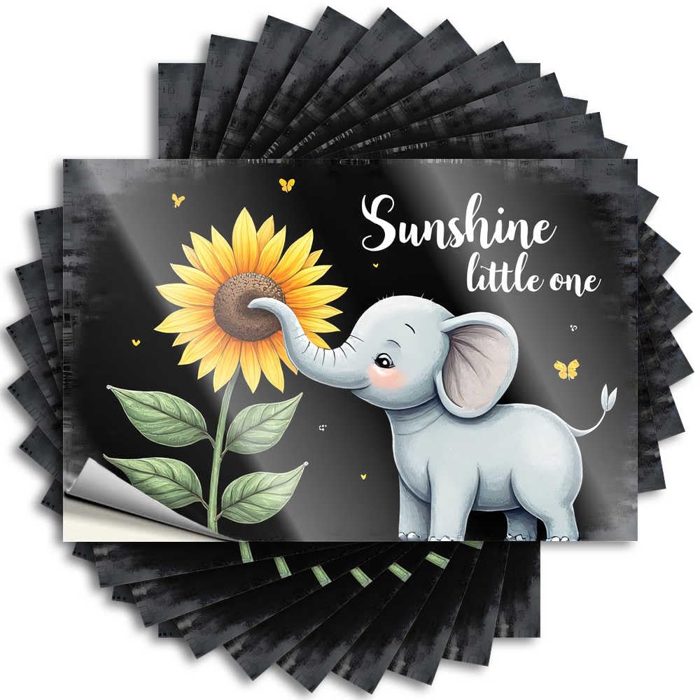 Lettering Sticker At Home Decor Waterproof Vinyl Sticker | Sunshine Little One: Elephant and Sunflower Western Hard for Alcohol DIY Projects(6X9CM)