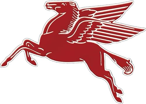 Desperate Enterprises Mobil Pegasus - Letrero de aluminio de gran formato, 27.5 pulgadas de ancho x 20 pulgadas de alto