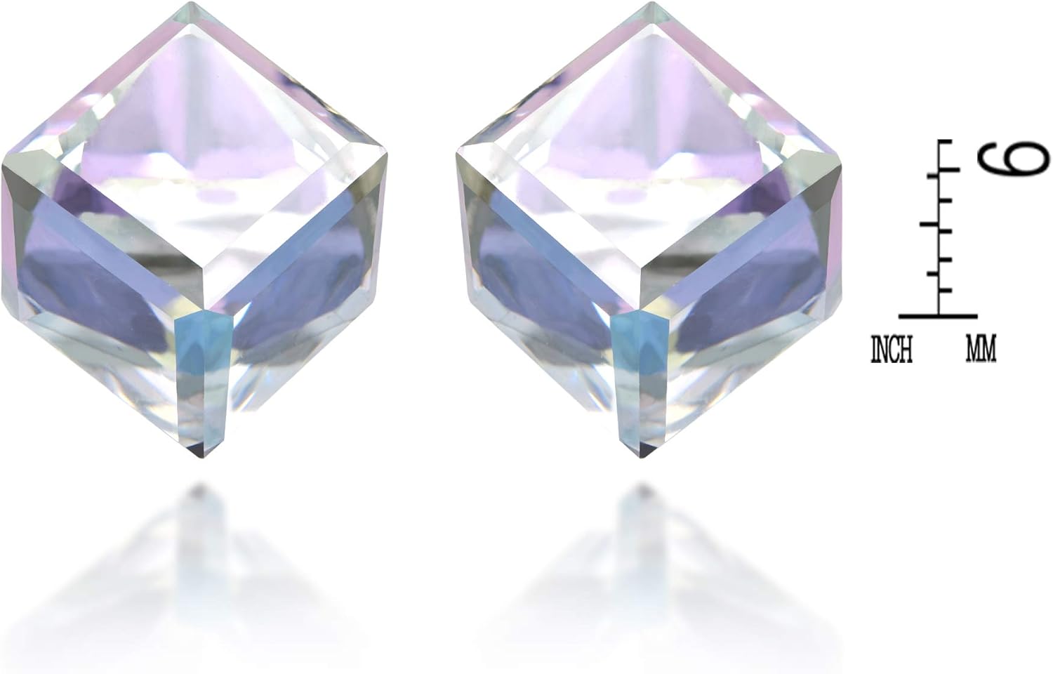 AeraVida .925 Sterling Silver Crystal Prism Cube 6mm Stud Earrings | Modern Geometric Earrings for Women | Lightweight Push-Back Studs in 6 Colors | Hypoallergenic Jewelry