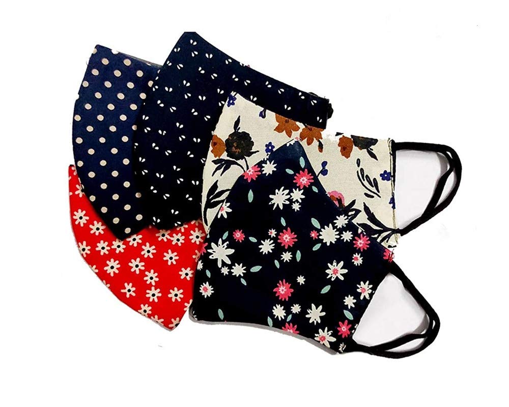 Veteran 100% Cotton Washable Reusable 2 Cloth Layer Fashion Stylish Cloth Face Mask (Pack of 2 for Women Men Boys Girls, Multicolour, Without Valve) 3