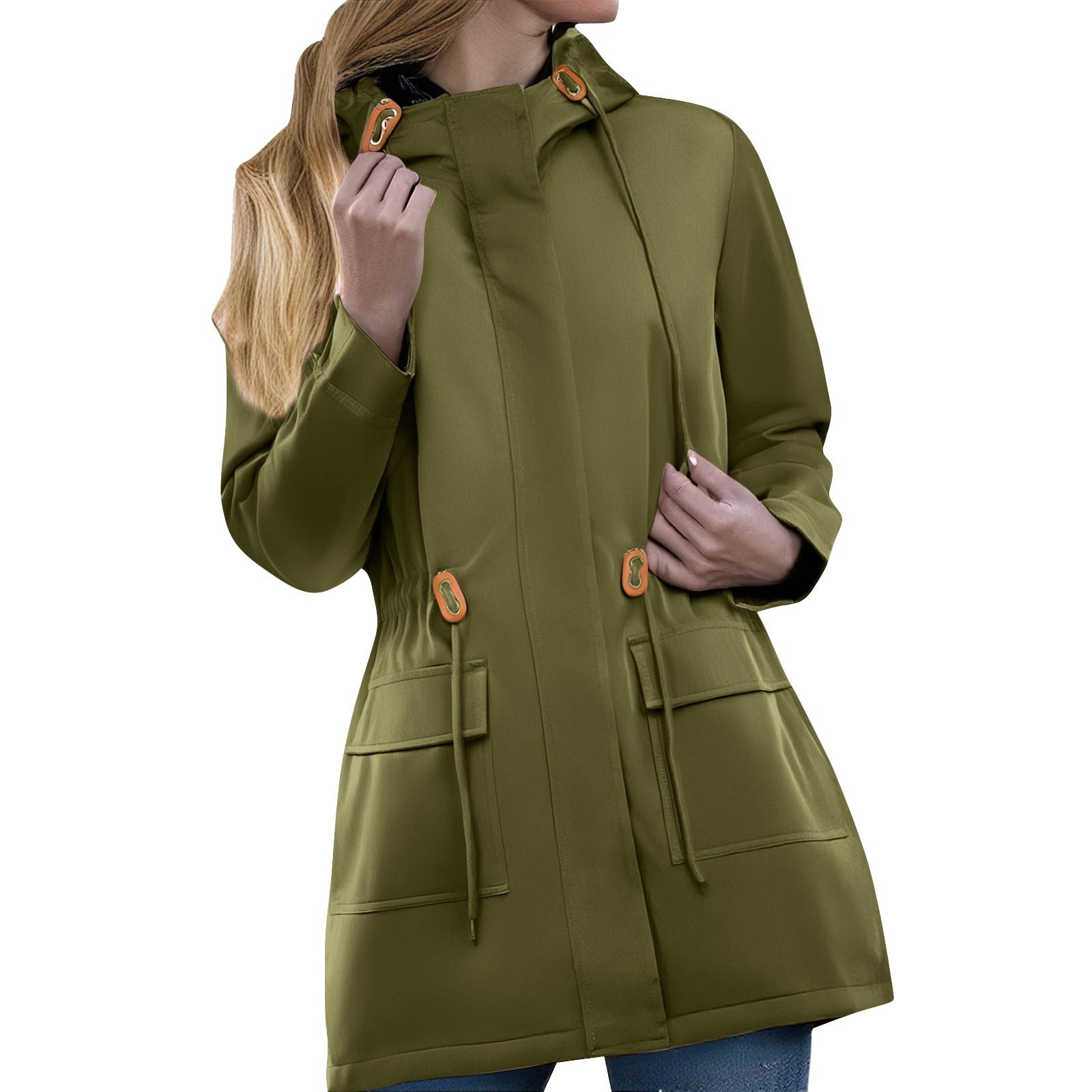 Generisch Chubasquero para mujer, resistente al agua, transpirable, chaqueta de softshell, tallas grandes, cortavientos, chaqueta cálida con capucha, chaqueta cortavientos, chaqueta de entretiempo