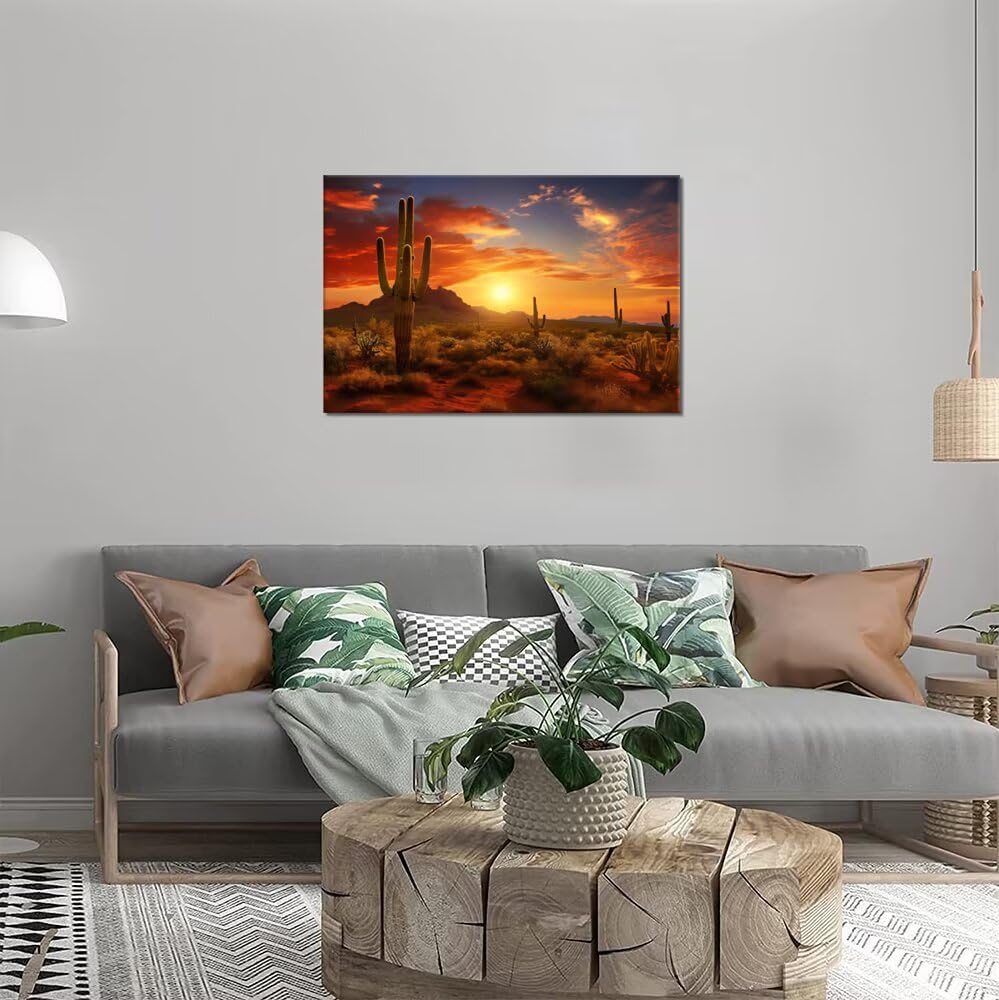 HJY Art Superstition Mountains Sunset Canvas Wall Art Arizona