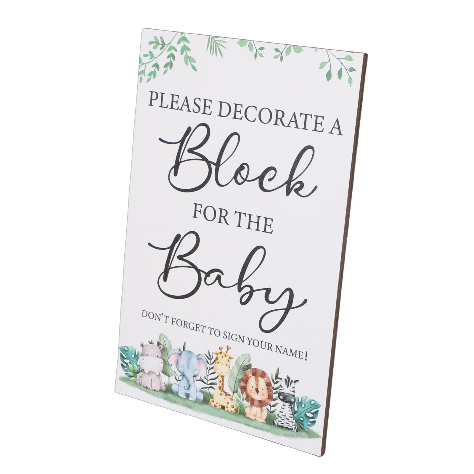 Cryfokt Baby Shower Udekoruj Zestaw Gier z Klocków za pomocą 75 szt. Solidnych Drewnianych Klocków do Spersonalizowanej Zabawy i zajęć na Baby Shower (Zestaw upominkowy z grami na)