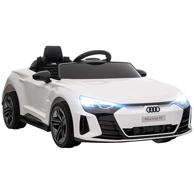 HOMCOM Coche Eléctrico para Niños Audi RS e-Tron GT +3 Años 12V Blanco