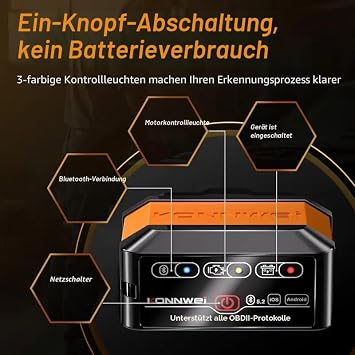 KONNWEI KW906 OBD2 Diagnostic Device Bluetooth 5.2 Car Error Code Reader & OBDII/EOBD Scanner Check Engine Reset Real-time Engine Data Speed RPM Compatible with iOS & Android