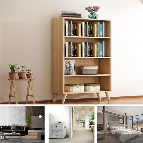 Miniatura 4 de Estantería de madera abierta, estante de 345 niveles con patas, organizador de almacenamiento extraíble para el hogar, estantería de cubos de