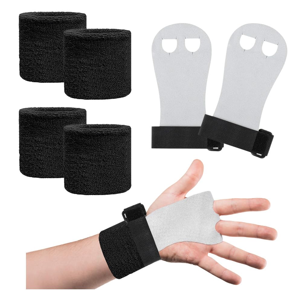 1 Paio Impugnature da Ginnastica Guanti Paracalli Ginnastica Artistica Bambina Manopole Paracalli Crossfit Palm Protector Grips Cinghie da Polso Cinturini Polso Palestra con 4 Polsini Sportivo