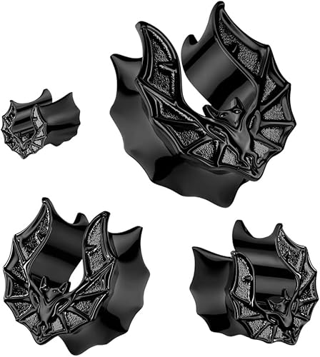 Miniatura 4 de Pierced Owl Medidores de oreja de acero inoxidable PVD 316L, color negro, se venden como un par