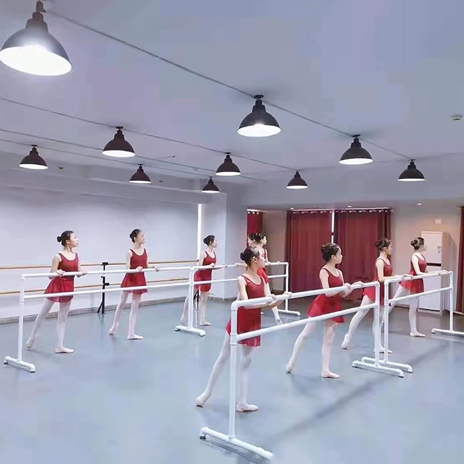 Barra de ballet, barra de baile de tubo de acero independiente, barra elástica portátil ajustable para fitness en casa y baile