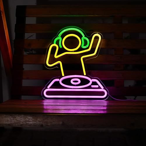 Letrero de neón para reproductor de DJ para bar, funciona con USB, para la cueva del hombre, letrero de neón de anime, luz LED de neón regulable