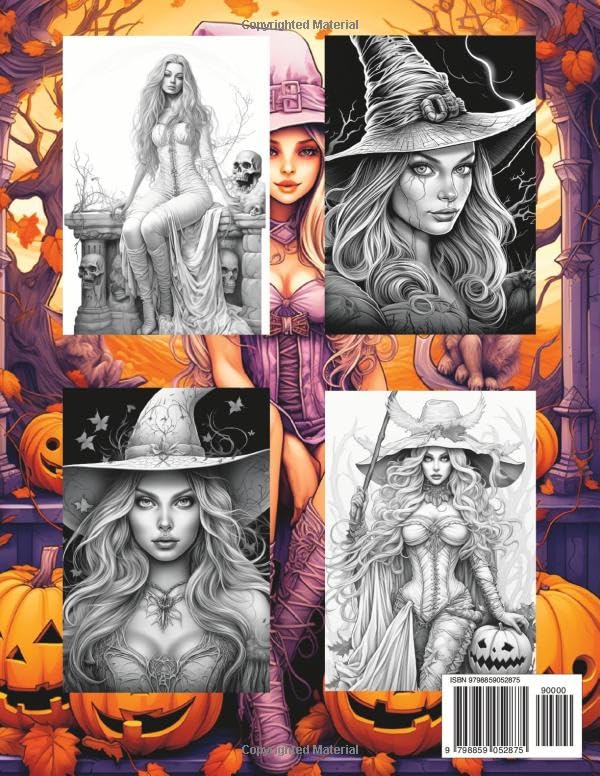 Fantasy Coloring Book Halloween Witches Special Edition: For Adults and Teens | Black Line and Grayscale Coloring Pages of Witches (Witches Coloring Books) - Image 2