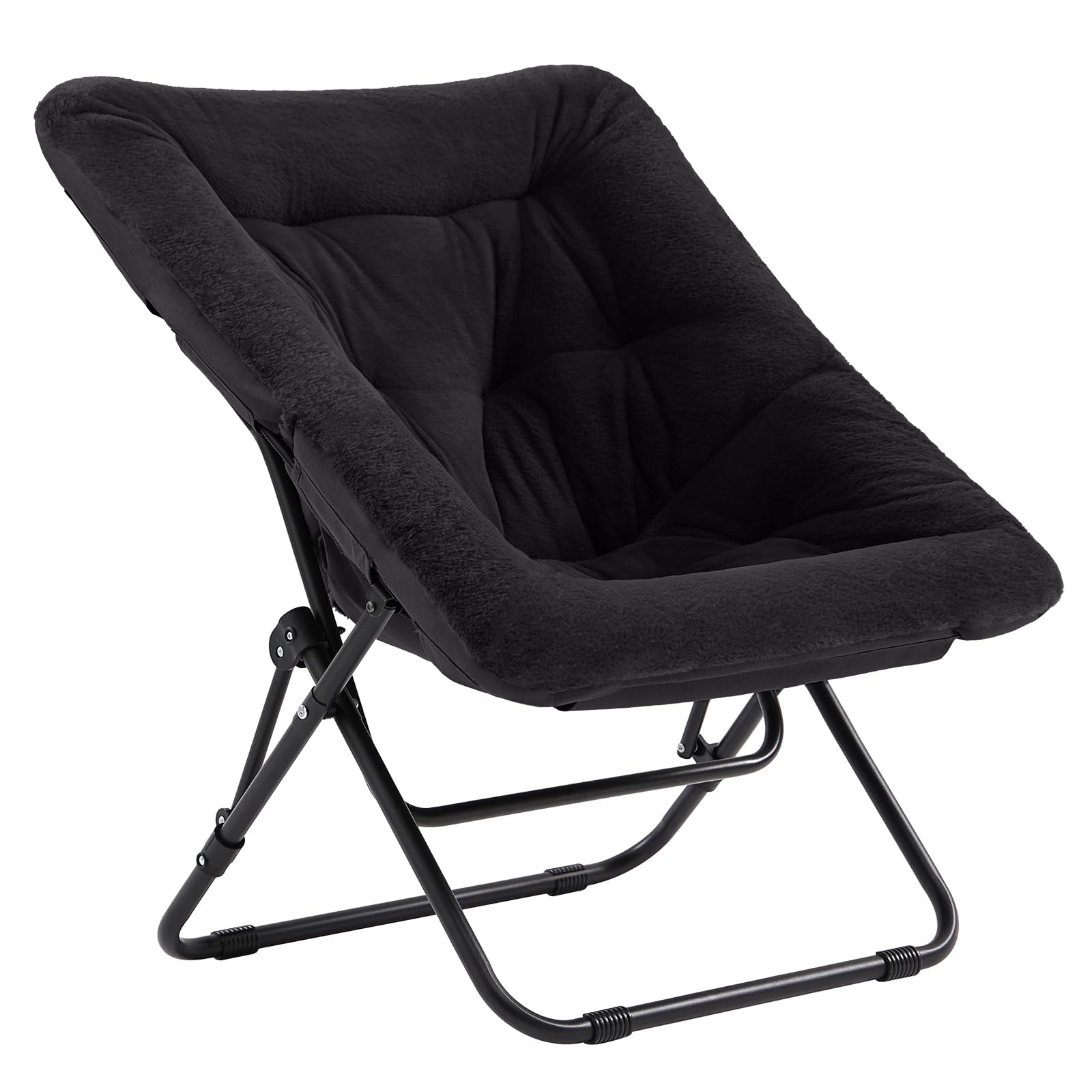 Tiita Comfy Folded Chair, Soft Faux Fur Oversized Folding Accent Chair, Lounge Lazy Chair for Kids Teens Adults, Metal Frame Moon Chair for Bedroom,